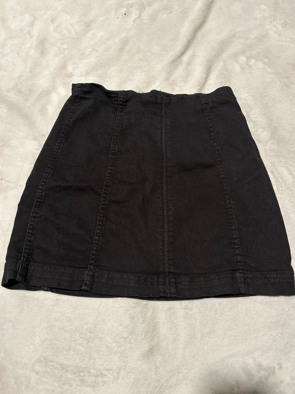 Free People Womens Black Denim High Waisted Mini Skirt Size 4 Seamed back Zip